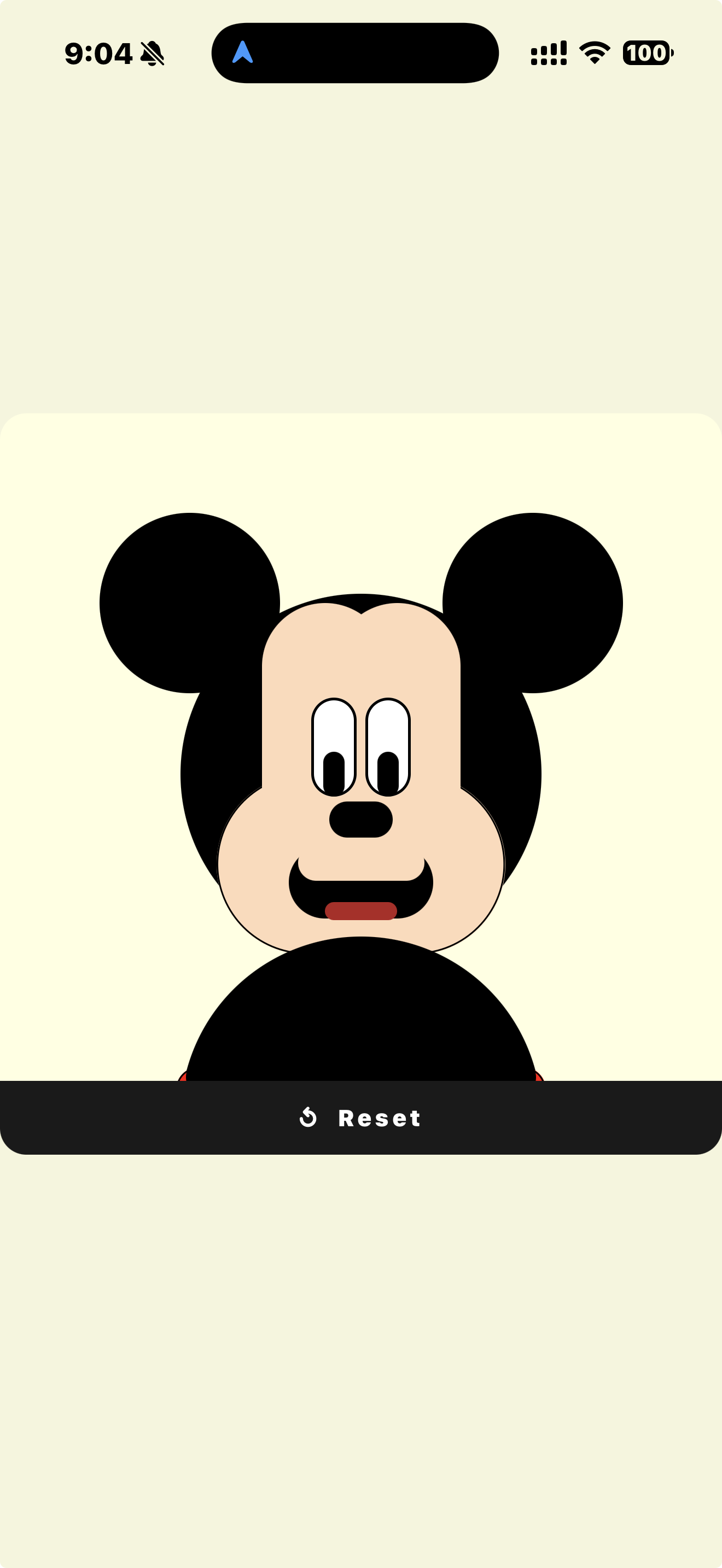 React Native app — modern Mickey revealed after tapping
